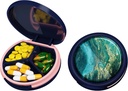 Serfeymi Small Pill Box - Purse Pocket, Compact Mini Travel Pill Case - Tıp için Uygun, Vitamin, Fish Oil, Supplements - Dark Blue (Emerald Tide)