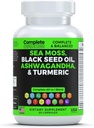 Sea Moss συμπλήρωμα μείγμα με μαύρο σπορέλαιο Ashwagandha Turmeric Bladderwrack, Burdock & βιταμίνη C & D3 με Elderberry Manuka Dandelion κίτρινο Dock Iodine