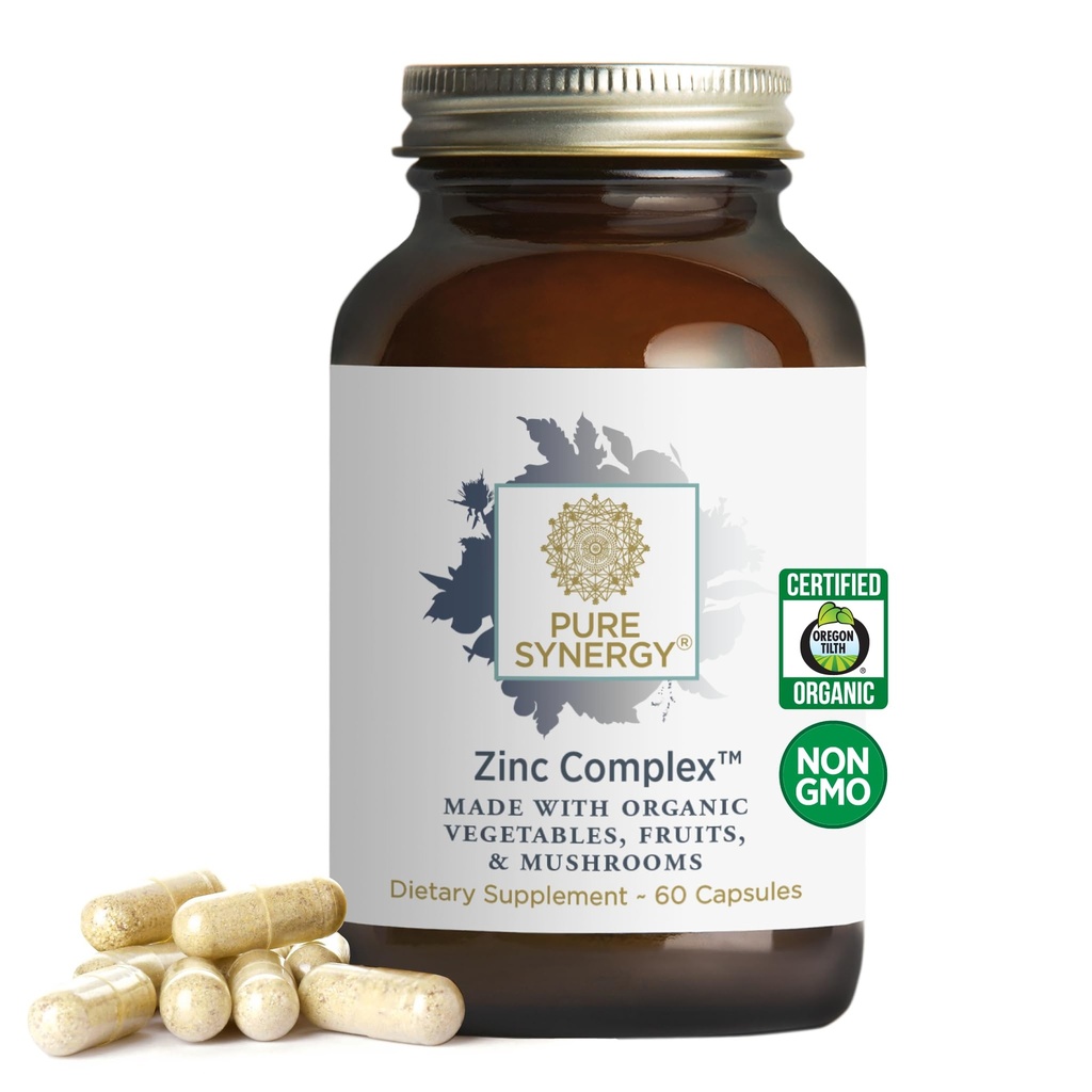 PURE SYNERGY çinko Kompleksi | Immune Support Supplement | Natural, Vegan çinko Kompleksi C ve Organik Tüm Gıdalarla | Immune, Beyin ve Skin Health (60 Capsules)
