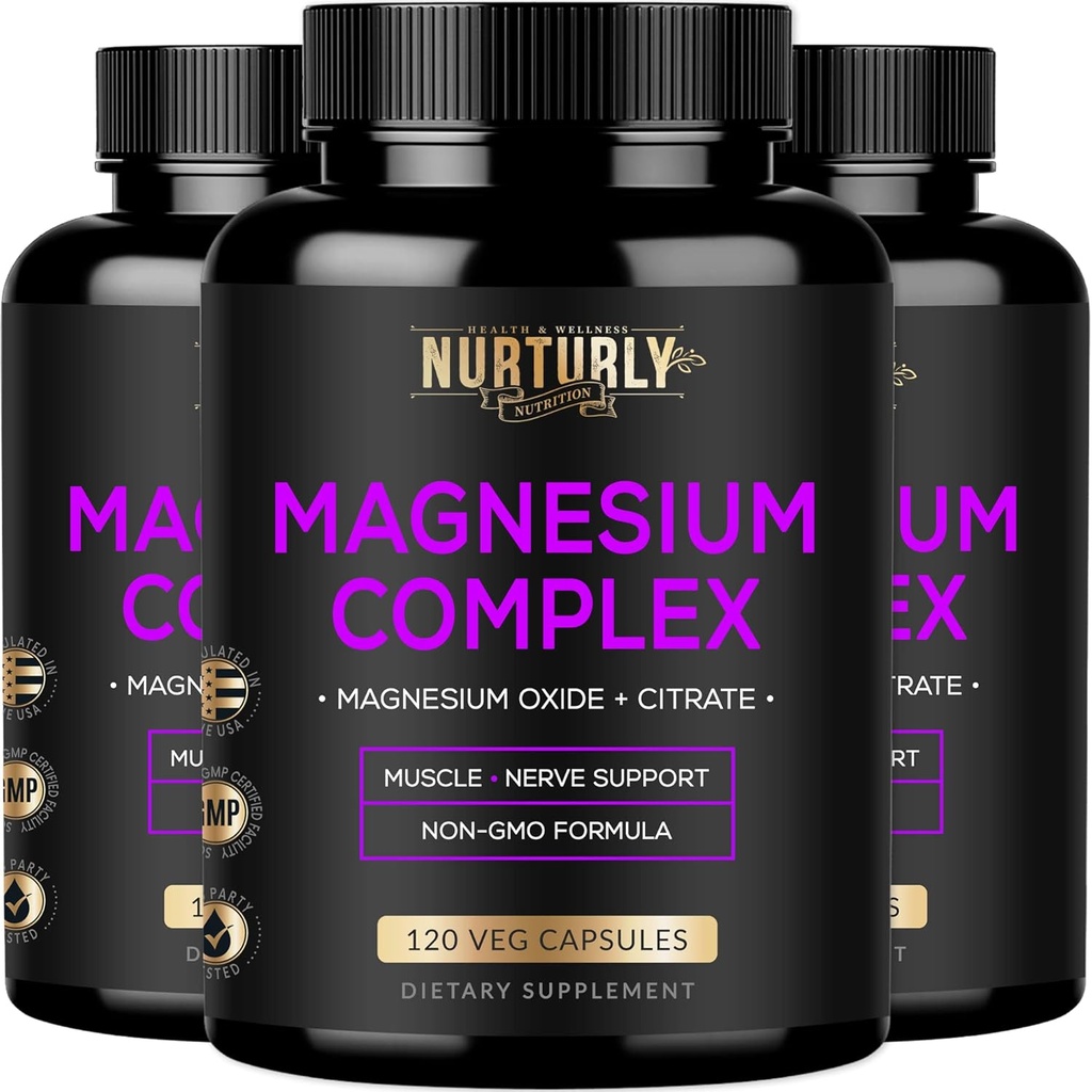 Magnezyum Citrate & Hoffman 500 mg Kompleksi - Yüksek Absorpsiyon Maksimum Güç - Kemik Yoğunluğu ve Güç, Kaslar, Enerji ve Uykuya Yardımcı Olabilir - 360 Vegan Capsules