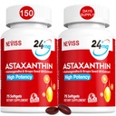 Astaxanthin Supplements 24 mg, 5 Ay Supply - Coconut MCT Oil, Fresh Microalgae Source w/Grape Tohum Yağı, Ashwagandha - Sağlıklı Cilt, Gözler, Ağlama - GMO & Gluten Ücretsiz, 150 Softgels