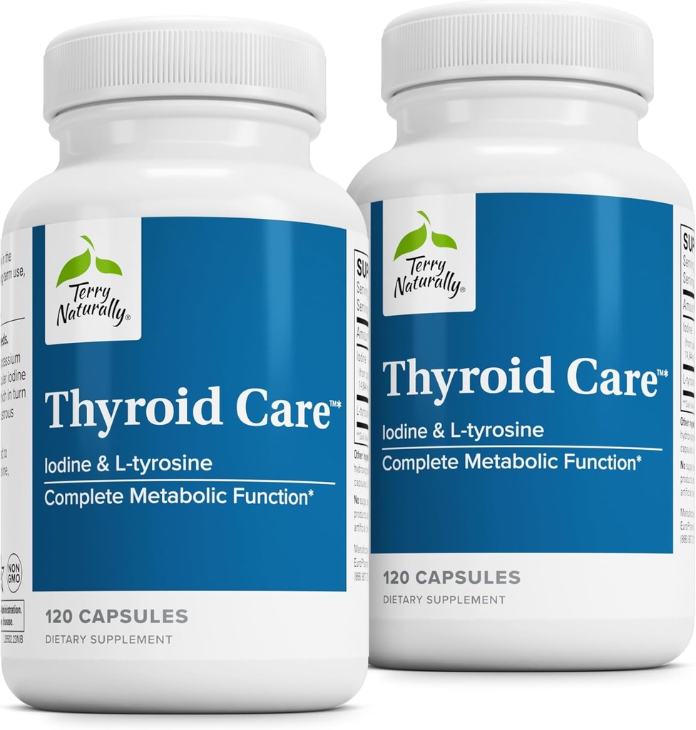 Terry Doğal olarak Tiroid Bakım - Immune Health & Energy Support Formula - Tiroid Sağlığı Desteği için Iodine ile Beslenme Tamamı - L-Tyrosine ile Sağlık Supplement - 120 Capsules (Pack of 2)