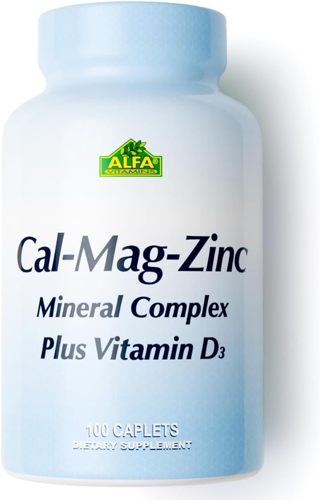 ALFA VITAMINSuba, Magnezyum, çinko Plus Vitamin D3, Bone Health, Immune Function & Energy Production, 300 mguba, 133 mg Magnezyum, 5 mg çinko, 133 IU D3, 100 Tablet