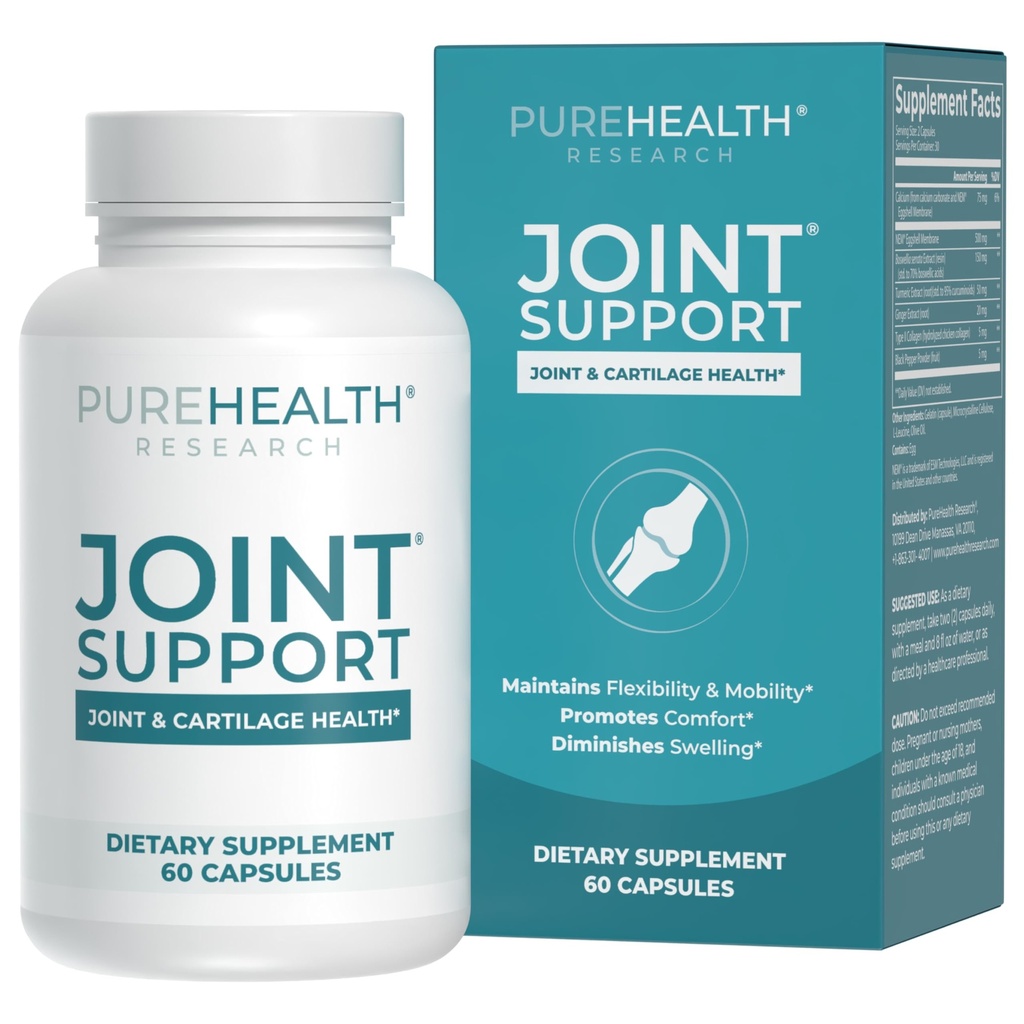 PUREHEALTHTH Joint Support NEM Eggshell Membran with Boswellia Extract, Kalsiyum & Turmeric, 60 Capsules