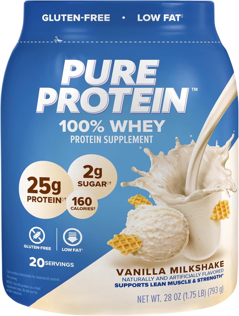 Saf Protein Toz, Whey, Yüksek Protein, Low Sugar, Gluten Free, Vanilla Cream, 1.75 lbs