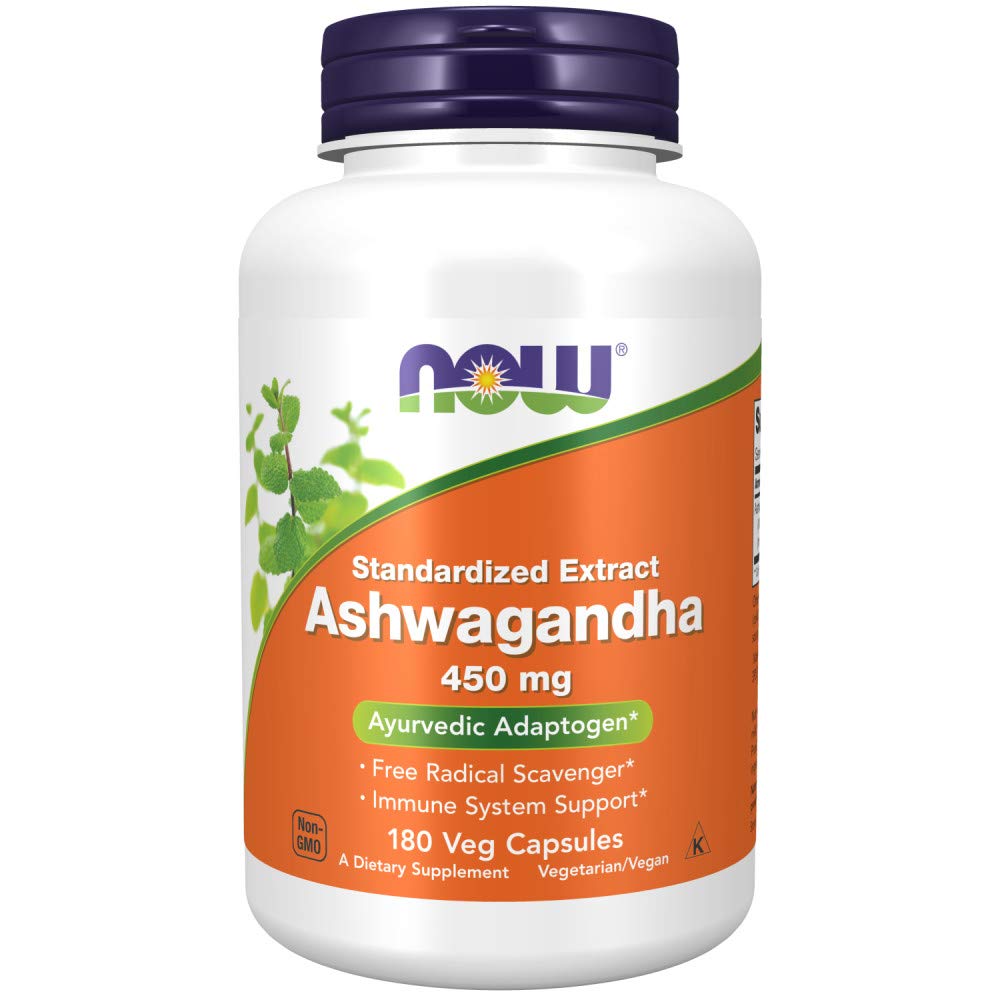 NOW Συμπληρώματα Τροφίμων, Ashwagandha (Withania somnifera) 450 mg (Standardized Extract), 180 κάψουλες Veg