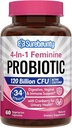 Kadınlar için probiyotikler, 120 Milyar CFU 34 Strains, Prebiyotikler, Digestive Enzymes, Cranberry, 4-in-1 Feminine Probiyotik, Digestive, Vaginal, Immune Support, 60ct