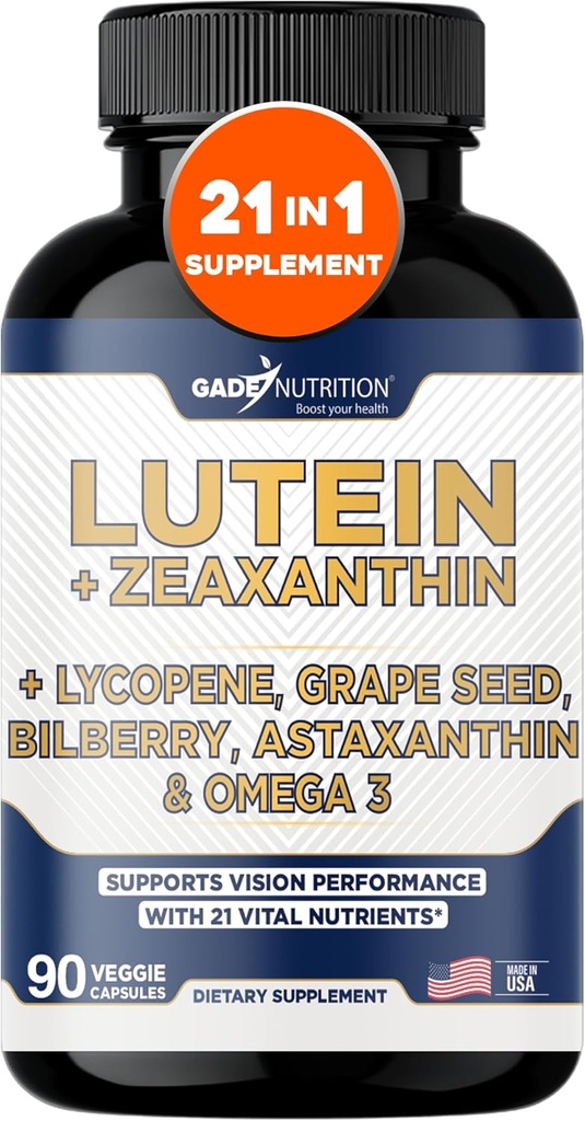 Gade Beslenme Lutein ve Zeaxanthin Supplements | Astaxanthin Göz Vitaminleri Omega 3, Resveratrol, Bilberry, Lycopene, Quercetin, Ginkgo Biloba, Vitamin D ve More Eye Cares ve Mineraller