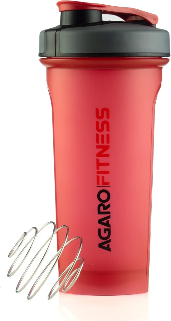 AGARO Magnum Shaker Μπουκάλι, 750 Ml, Χαλύβδινο Shaker Ball, Sipper Bottle Ιδανικό για Πρωτεΐνη, BPA Δωρεάν, Leakproof, Κόκκινο