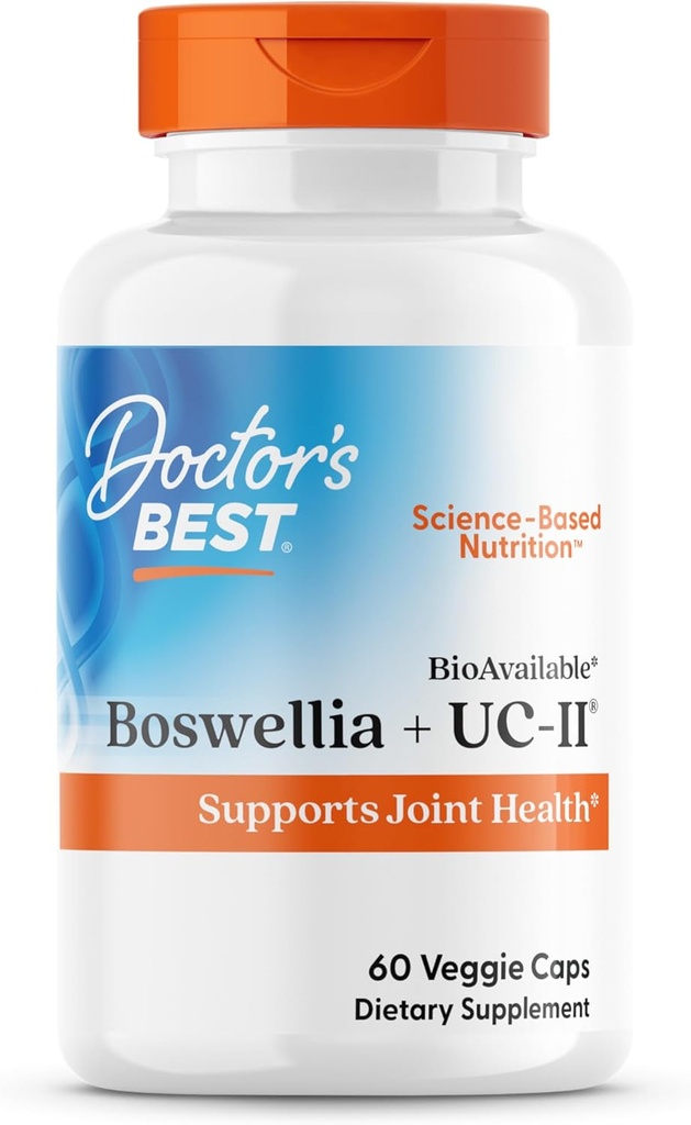 Best Bioδιαθέσιμη Boswellia του γιατρού + UC-II, υποστηρίζει κοινή υγεία, μη ΓΤΟ, χωρίς γλουτένη, χωρίς σόγια 60 Veggie Caps
