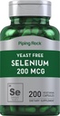 Piping Rock Yeast Free Selenium 200mcg | 200 Capsules | Vegetarian Supplement | Non-GMO, Gluten Free Formula