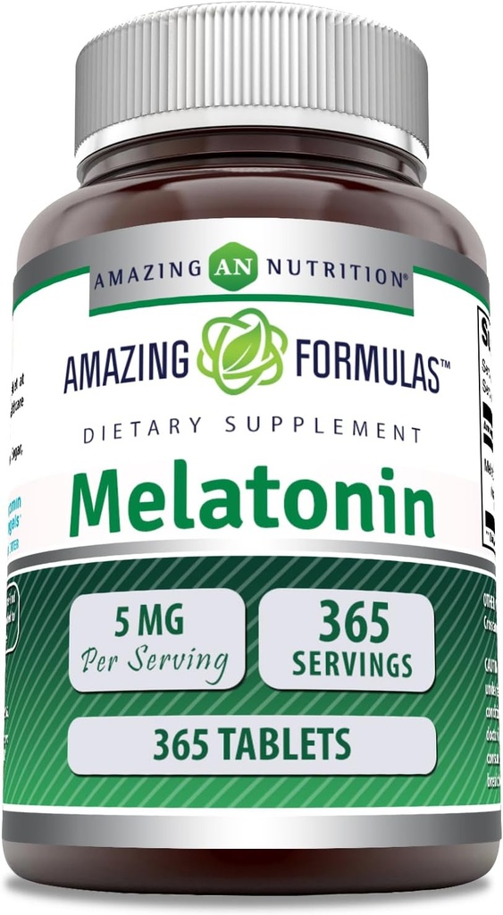 Amazing Formulas Melatonin 5 Mg Tabletleri Tamam | Non-GMO | Gluten Free | Made in USA (365)
