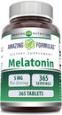 Amazing Formulas Melatonin 5 Mg Tabletleri Tamam | Non-GMO | Gluten Free | Made in USA (365)
