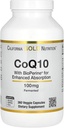 CoQ10 100 mg, Συνένζυμο Q10 Ubiquinone USP με Bioperine Μαύρο Πιπέρι για ενισχυμένη απορρόφηση, Υποστηρίζει Μιτοχονδριακή λειτουργία *, 360 κάψουλες λαχανικών