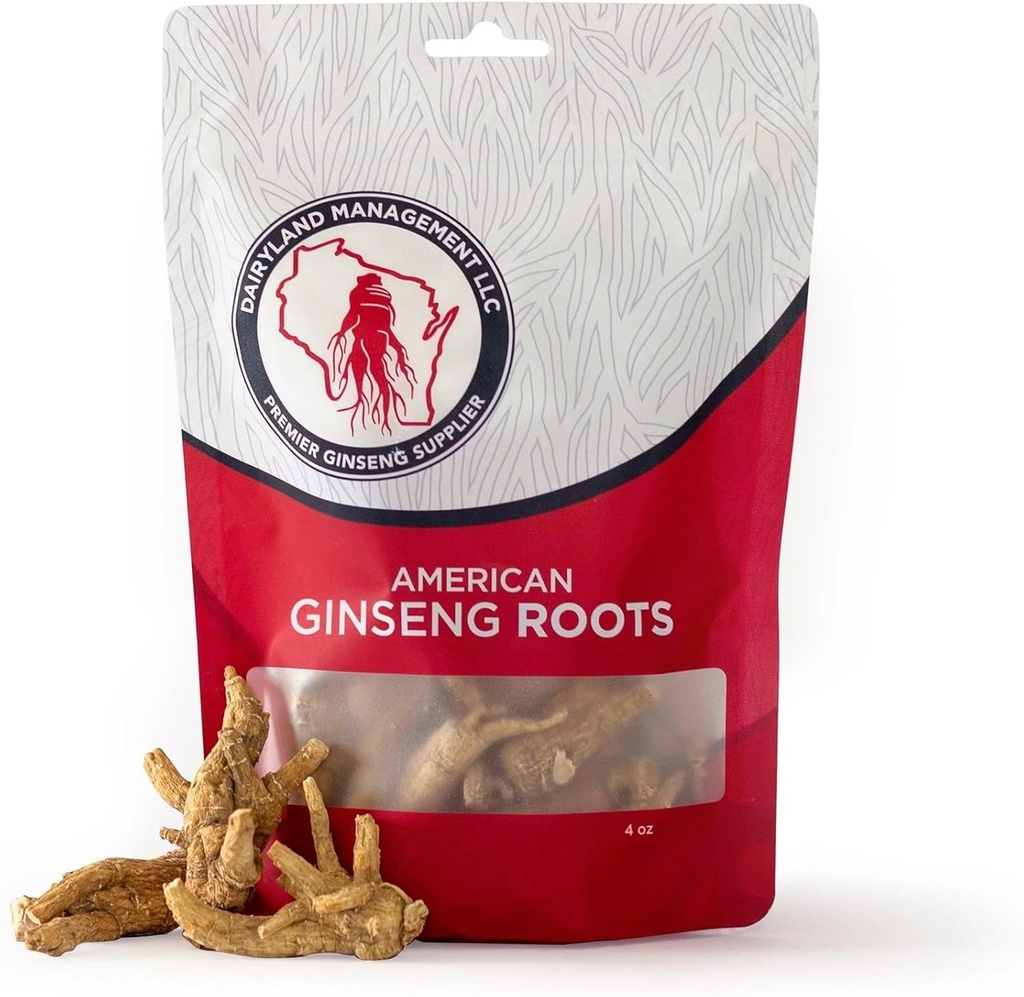 Dairyland American Ginseng Roots 西洋参 - 4 oz Pack of Wisconsin Ginseng Root - Αυθεντικό αμερικανικό Ginseng - Μη-GMO, Χωρίς γλουτένη Ολόκληρο Ginseng - Χρησιμοποιήστε αυτό το συμπλήρωμα βοτάνων σε Σούπα, Τσάι, Congee