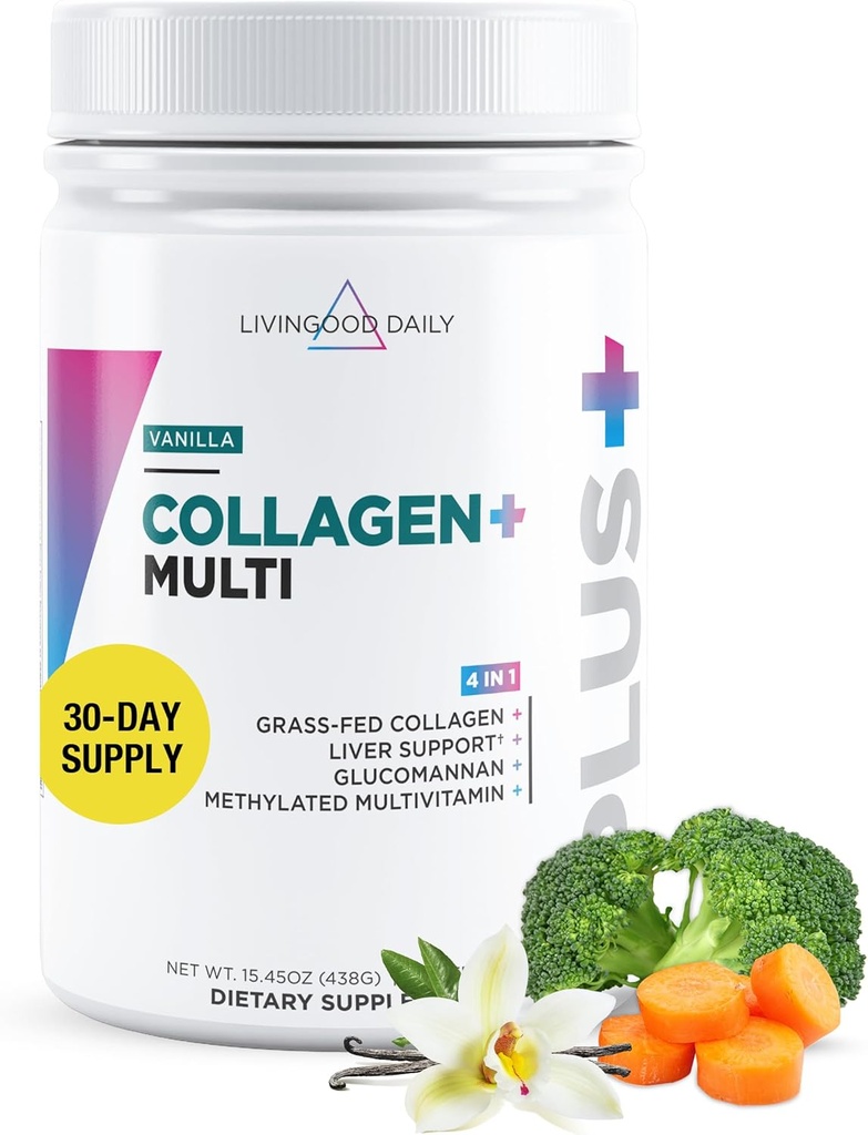 Kadınlar ve Erkekler için Daily Collagen Toz, Vanilla, Fed Protein, Hydrolyzed Collagen, ile Saç, Skin, Nail & Gut Health, Gluten Free, 30 Hizmetler