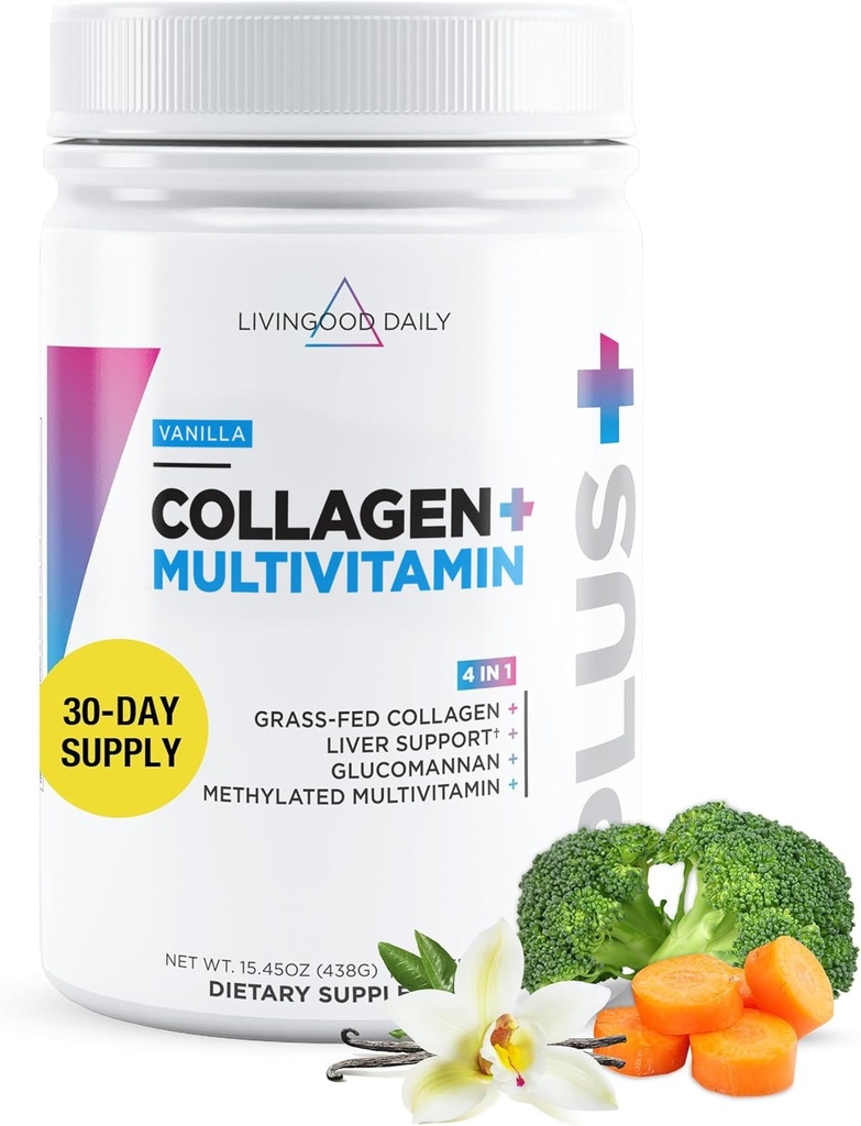 Kadınlar ve Erkekler için Daily Collagen Toz, Vanilla, Fed Protein, Hydrolyzed Collagen, ile Saç, Skin, Nail & Gut Health, Gluten Free, 30 Hizmetler