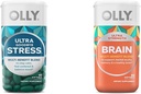 OLLY Ultra Strength Local Stress Softgels, GABA, Ashwagandha, L-Theanine ve Lemon Balm & Ultra Strength Brain Softgels, Nootropic, Supports Health Brain Function, Memory