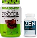 Nutrology Grass Fed Whey Protein Toz, Destekler Lean Muscle Recovery & Performans, Kremy Chocolate Flavor (28 hizmet) Zen Natural Magnezyum Supplement (30 hizmet)
