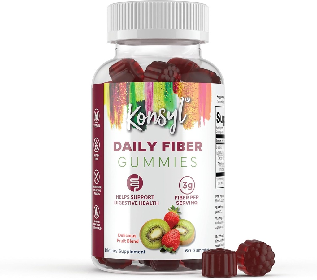 Konsyl Daily Fiber Gummies (60 κόμης, Φράουλα-Κιουί)