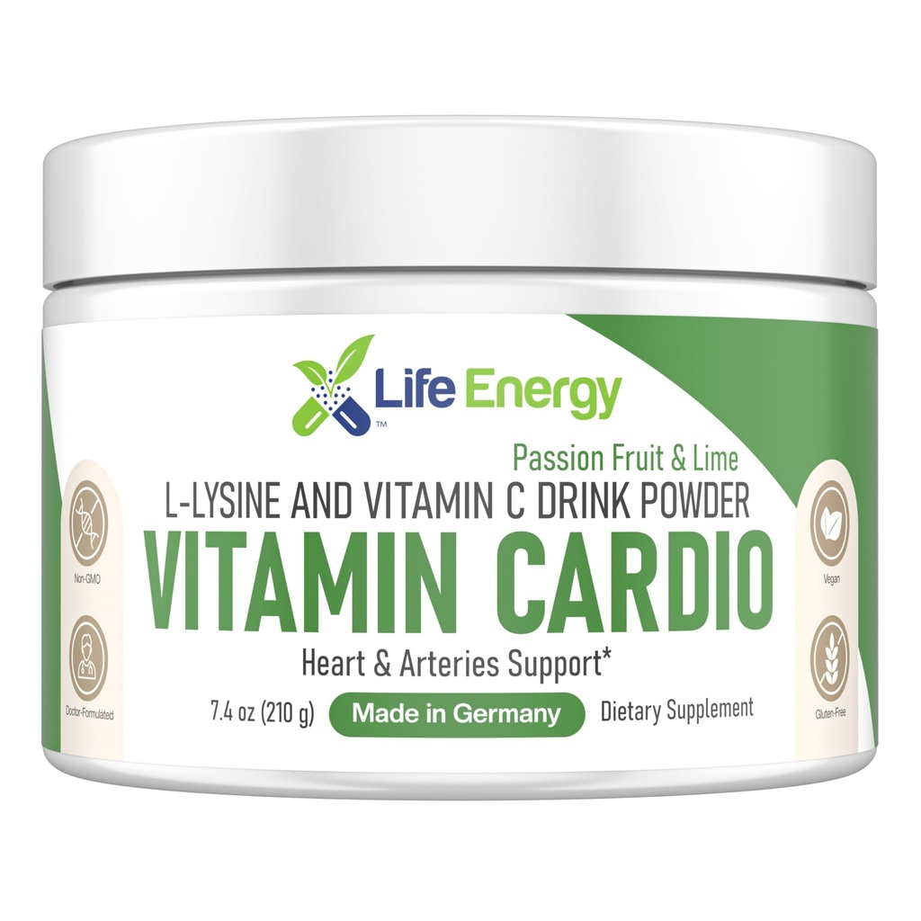 High-Dosed 2000mg Vitamin C & L-Lysine Drink Mix Powder | Heart, Arteries, Collagen & Immune Support | Passion Fruit & Lime | Stomach-Friendly | Non-GMO Sugar-Free Vegan Doctor-Formulated | 210g size