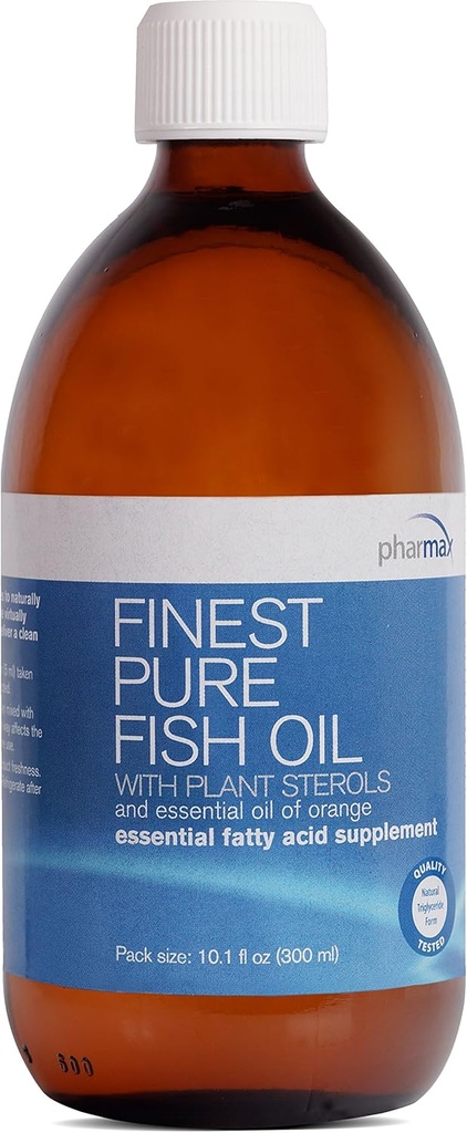 Pharmax Finest Pure Fish Oil | Plant Sterols and Essential Oil of Orange to Support Optimal Cardiovascular Health | 10.1 fl. oz.