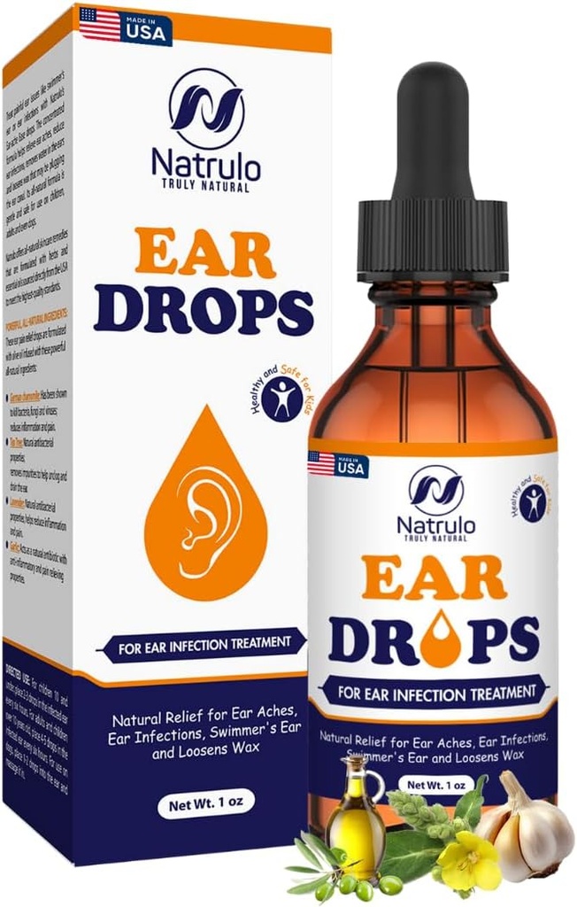 Natural Ear Drops for Ear Infection – Herbal Eardrops for Adults, Children & Pets – Soothes Disfort, Ear Aches, Ichy Ears, Swimmer's Ear, & Loans Wax – Kids Safe Ear Oil Made in USA