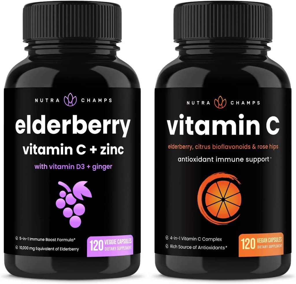 NutraChamps Elderberry ve Vitamin C Capsules