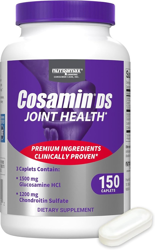 Nutramax Laboratuvarlar Cosamin® DS Ortak Sağlık Supplement with Glucosamine & Chondroitin for Men's & Women's Joint Health, 150 Caplets