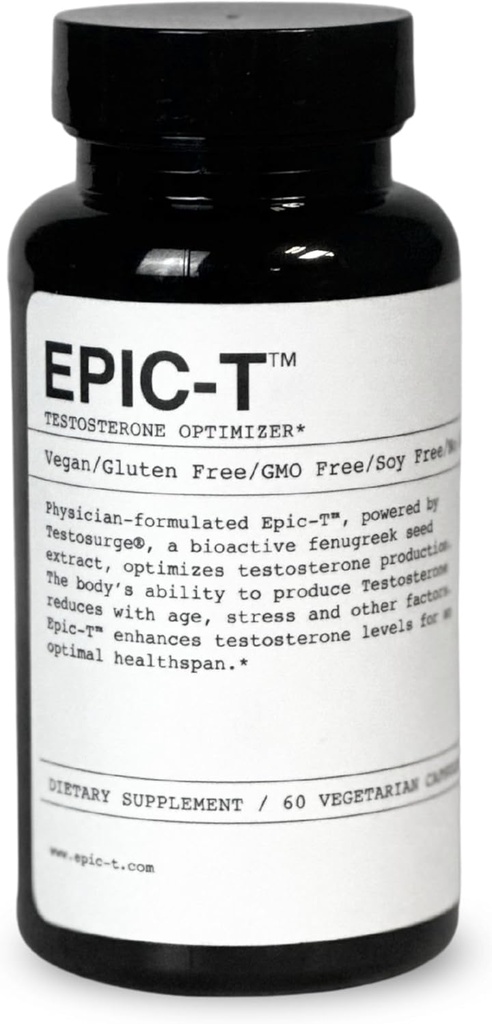 EPIC-T Destek Formula – 60 Hizmet | Vegan, Gluten-Free, Non-GMO, Soy-Free Supplement with Testosurge | Plant-Based Blend, çinko, Rhodiola ve Boronn