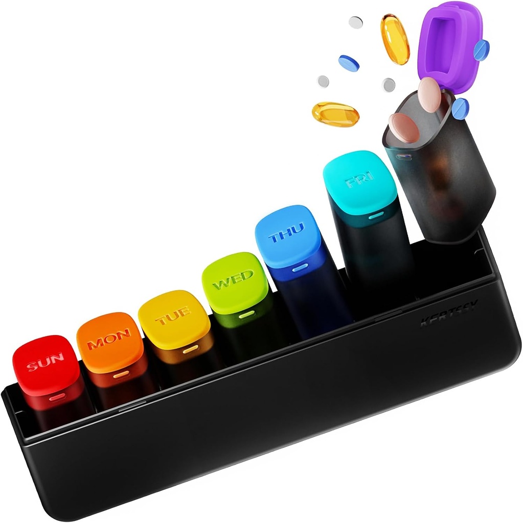 Haftalık Pill Organizer 1 Zaman Bir Gün - Seyahat Pill Box 7 Gün, Günlük İlaç Vitamini Balık Yağı Için Büyük Tıp Pill Case Konteyneri, Portatif Hafta Pills Organize Tankları