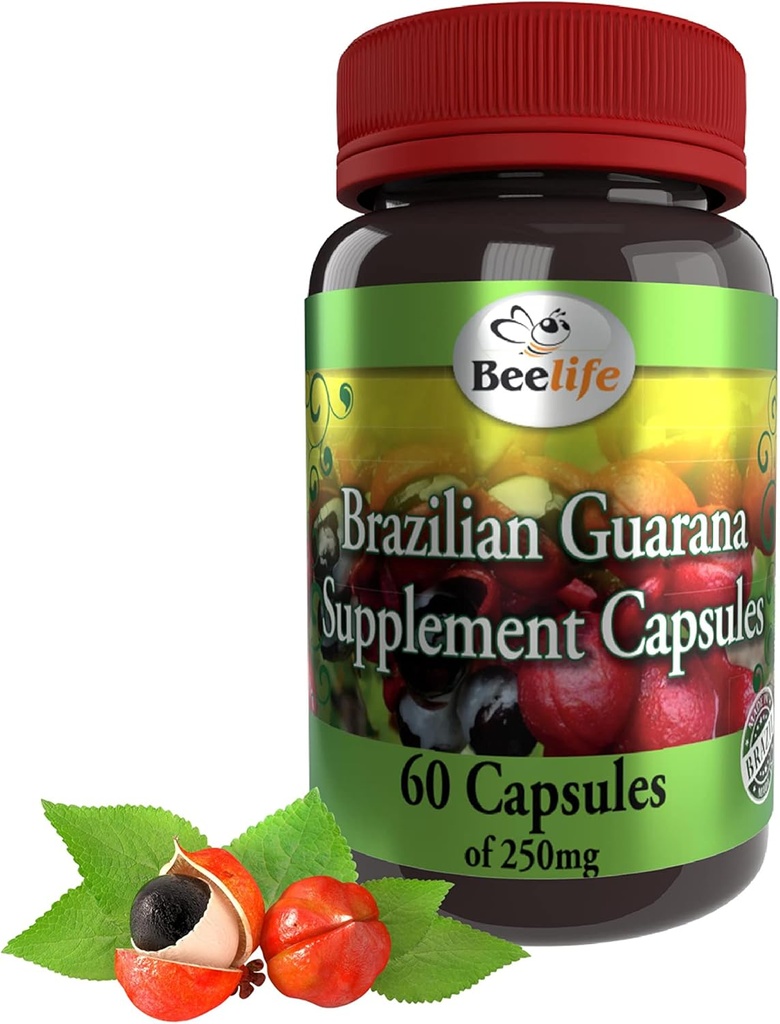Arılife Brezilyalı Guarana Capsules - Doğal Caffeine Supplements from Brazil - Energy & Spirit Focus, Muscle Strength Support - Zero Gluten, No Sugar Pre Workout for Men & Women - 250mg 60 Caps