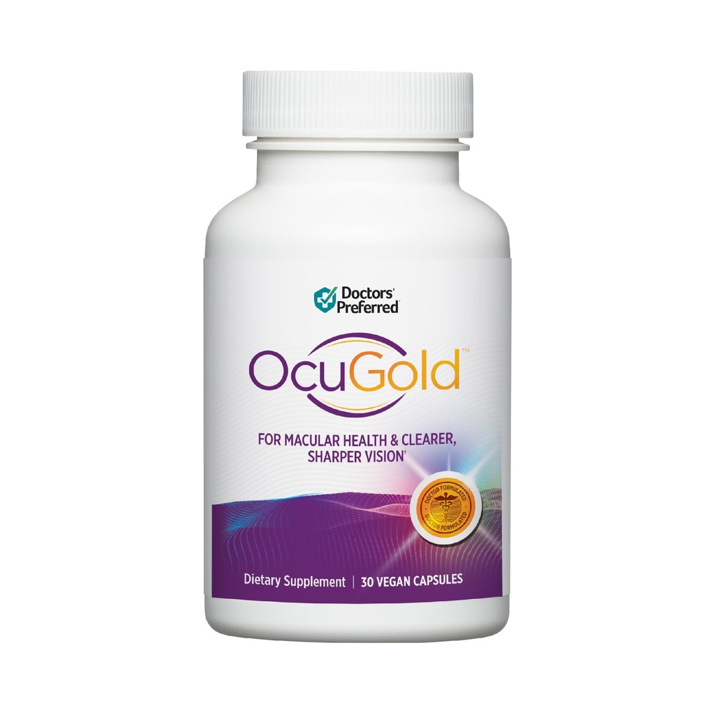 DOCTERS' PREFERRED Klinik-Grade OcuGold Eye Vitamins with Lutein and Zeaxanthin for Macula & Retina Health, Digital Eye Strain, Eye Fatigue and Visual Performance - 30 Vegan Capsules