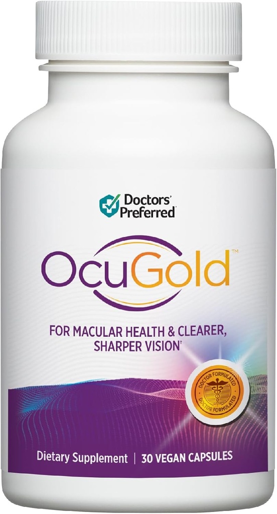 REFERRED Doctors' Clinical-Grade OcuGold Eye Vitamins με λουτεΐνη και ζεαξανθίνη για Macula & Retina Health, Digital Eye Strain, Eye Fatigue και Visual Performance - 30 Vegan Κάψουλες