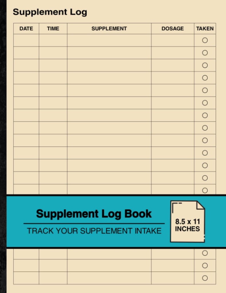 Tamam Log Book: Simple Supplement Logbook | Track Your Supplement Intake | Büyük