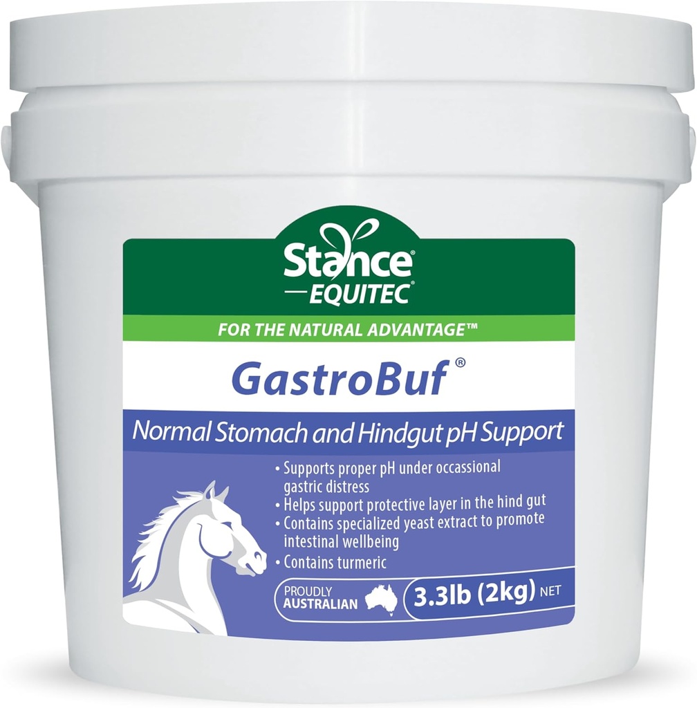Stance Equitec GastroBuf - Κανονική υποστήριξη pH στο στομάχι - συμπλήρωμα ίππου-Βοηθά την υποστήριξη προστατευτική στρώση στο τόξο, Υποστηρίξτε το κατάλληλο pH κάτω από περιστασιακή γαστρική βλάβη, Περιέχει κουρκουμά - 3.3 lb