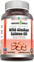 Amazing Omega Wild Alaskan Salmon Oil Supplement | 2000 Mg per Service | 180 Softgels | Non-GMO | Gluten-Free | Made in USA