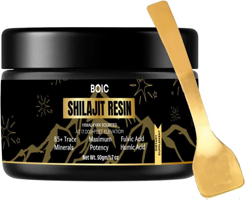 Pure Black Himalaya shilajit Resin Benefits Energy & Immune Support for Women & Men (50Gm / 1.7 Ounce, 100 Days Serving)