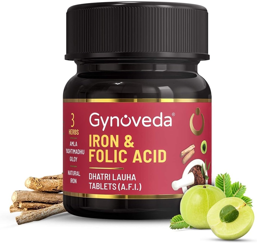 Nutranix TNA Iron Folic Acid Supplement | Ayurvedic Blood Builder for Hemoglobin Lost in Periods | Rich inelli, B9, B12, Vitamin C from Amla | Helps in Anemi, Gebelik | 1 Şişe, 60 Tabletler