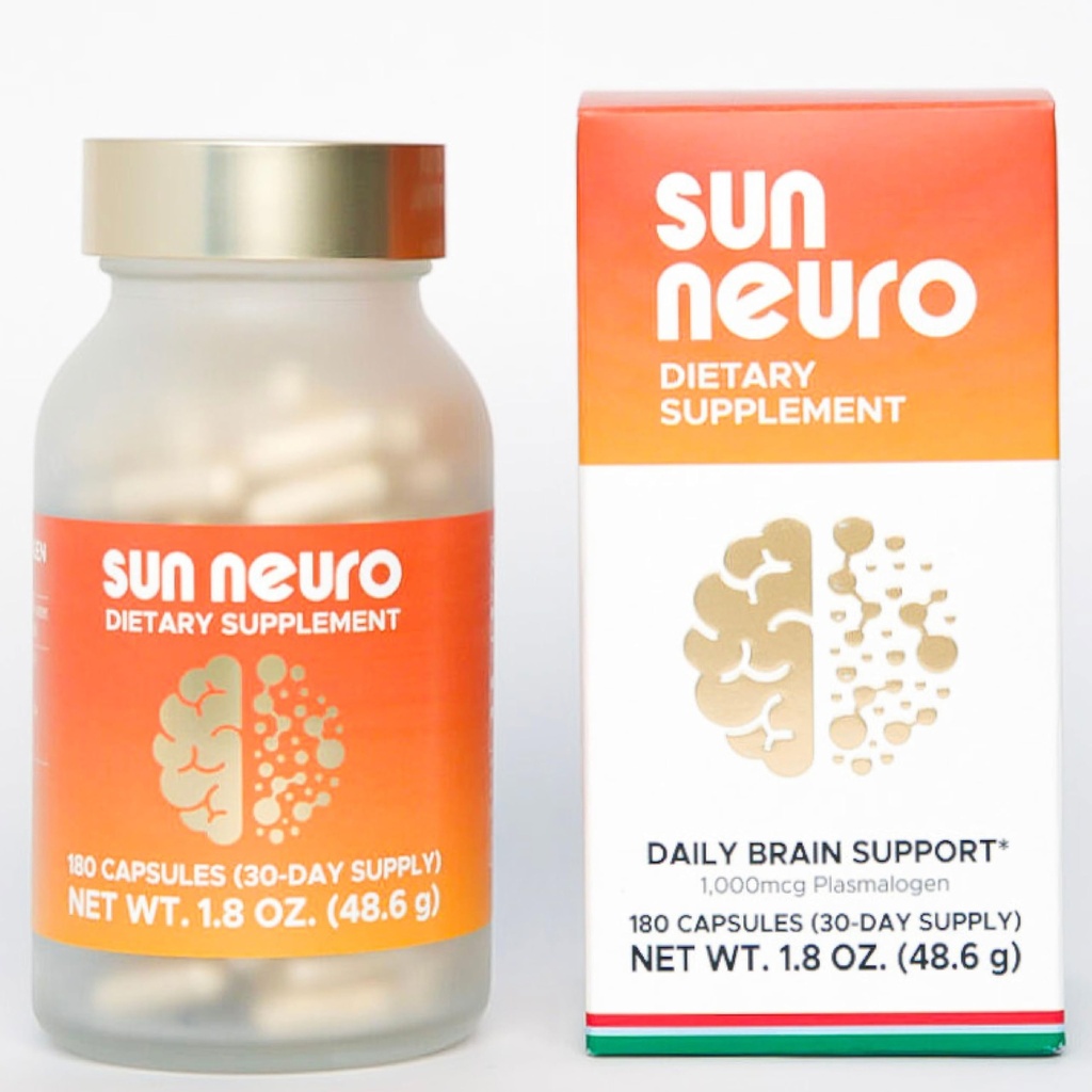 Sun Chlorella Sun Neuro Nootropic Brain Supplement - Daily Memory Concentration & Focus Supplement for Women & Men - Natural Plazmalogen Boost from Sea Pineapples - 180 Capsules