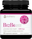 Youtheory B12B6 - Vegan Vitamin B6 & Vitamin B12 - Προσφορές Εγκεφαλική Υγεία, Ενέργεια & Ανοσία Υποστήριξη* - Γαλακτοκομικά, Σόγια & Γλουτένη Χωρίς - 60 Καψάκια Χορτοφαγικής