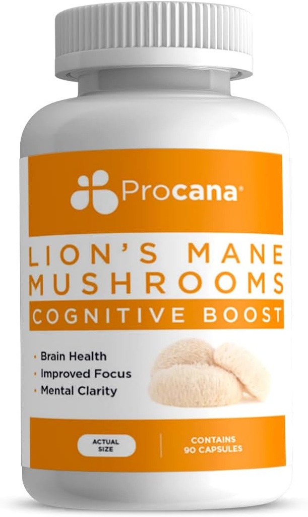 Lions Mane Mushroom Capsules (Extra Strength 1,500 mg/serving) for Brain Health, mental Clarity, Memory and Focus. 45,000mg per Şişe 90ct