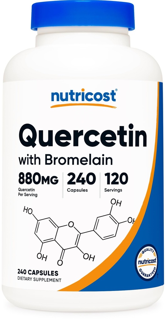 Nutricost Quercetin 880mg, Bromelain (165 mg) ile 240 Vejetaryen Capsules - 120 Hizmet (440 mg Quercetin Per Cap) - Gluten Free, Non-GMO