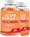 Vegan Omega 3 Gummies, Algae Omega-3 συμπλήρωμα DHA 240mg, EPA 110mg w/Vitamin B12, CoQ10, Fish Oil Εναλλακτική για ενήλικες - τον εγκέφαλο, τα οστά, τα μάτια και την ασυλία Υποστήριξη