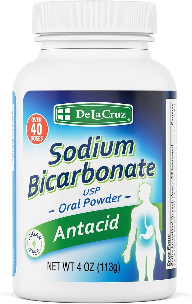 De La Cruz Pure sodyum Bikarbonat - USP Grade Bikarbonate of Soda – %100 Pure Baking Soda – alüminyum Free Antacid Toz for Heartburn & Indigestion - ABD'de Packed, 4 OZ.