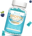 B12, Hair Skin ve Nails Vitaminleri Saç Büyüme, Glowing Skin & Güçlü Çiçeği - Blueberry Flavor, Sugar Free, 60 Ct