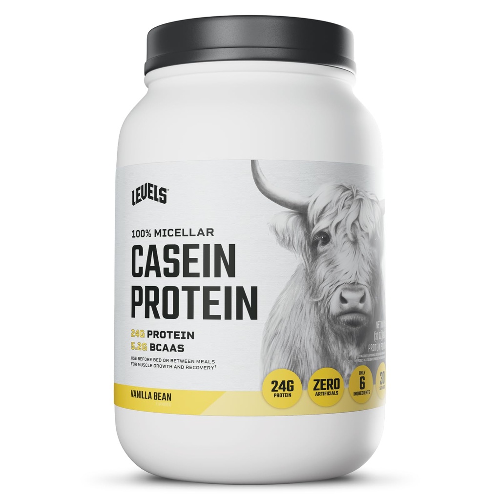 Levels 100% Micellar Casein Protein, Hormone Free, Vanilla Bean, 2LB