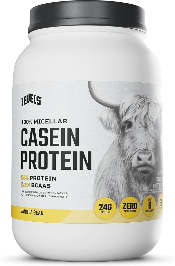 Seviyeler% 100 Micellar Casein Protein, Hormon Free, Vanilla Bean, 2LB