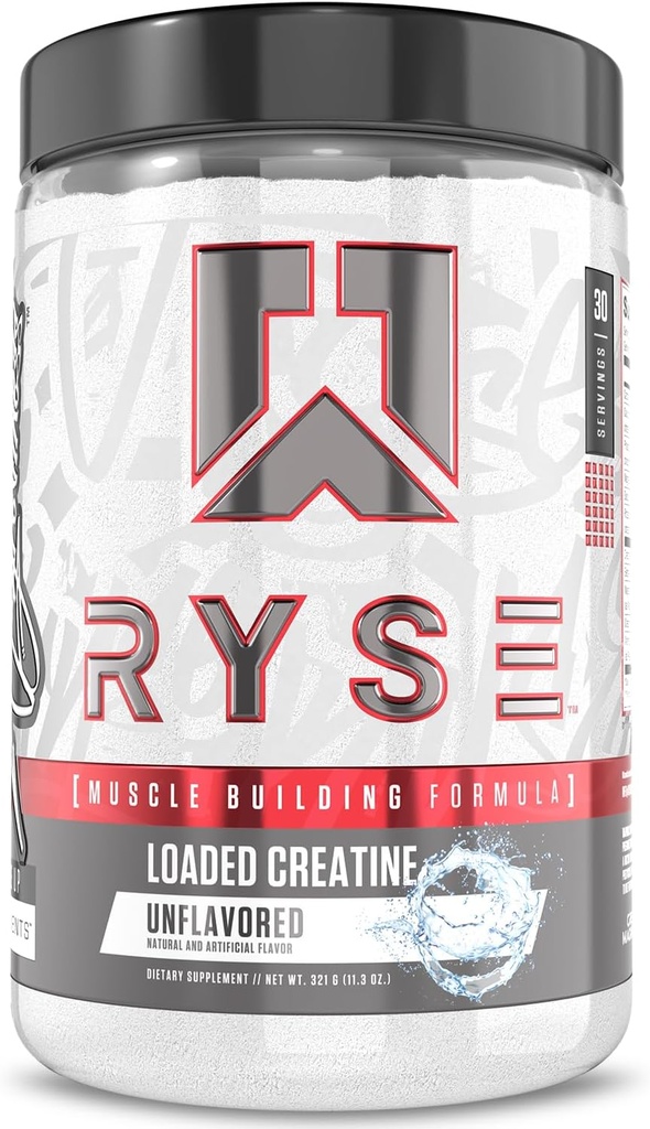 RYSE Loaded Creatine for Men & Women - Unflaved - Μύες Building Formula with 3 Forms of Electrolytes, Betaine Anhydrus and Peak ATP - Δύναμη, δύναμη & αντοχή Υποστήριξη - 30 Υπηρεσίες