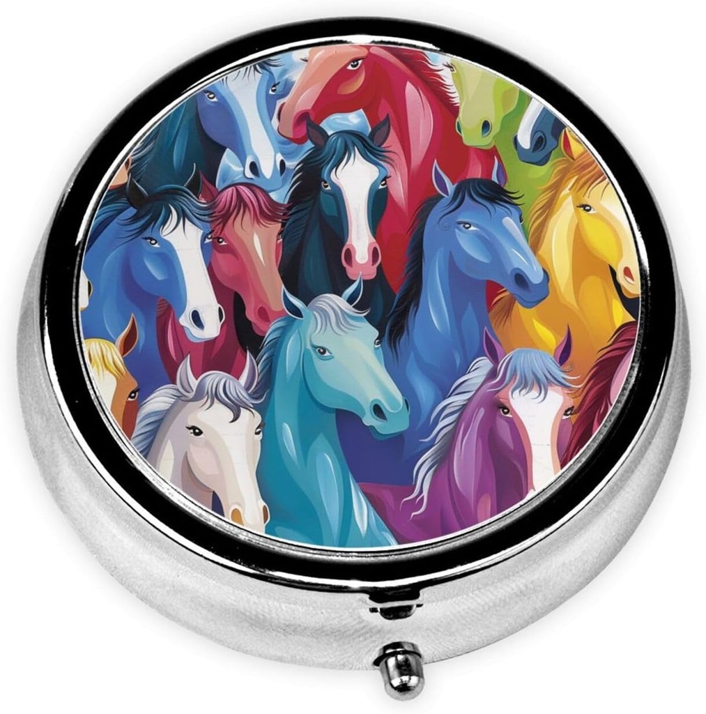 Renkli Cartoon Horses Basla Pill Organizer 3 Karşılaştırma, Portatif Mini Pill Box Pill Tıp, Vitamin, Fish Oil, Supplements